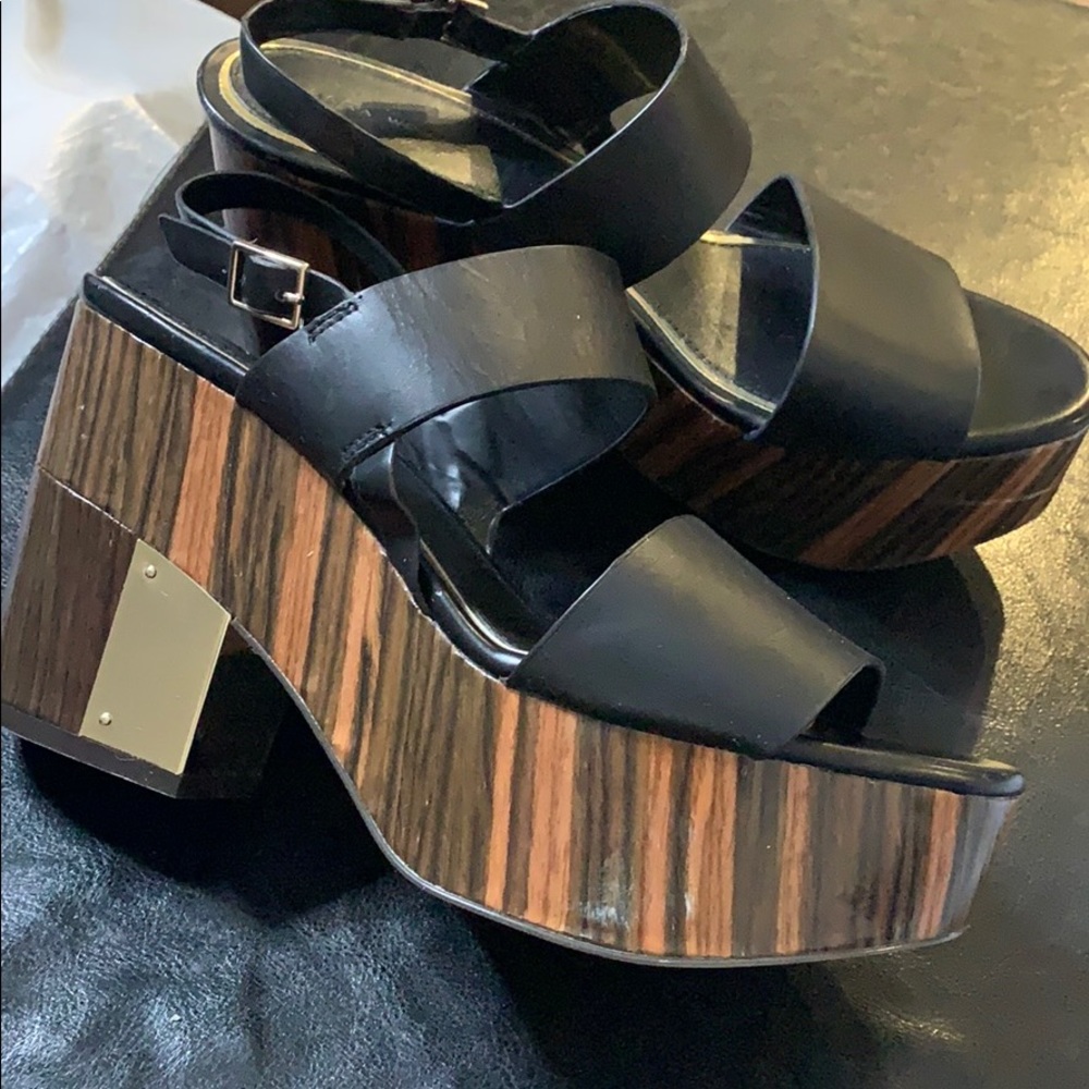 Zara Black Wedge Sandals